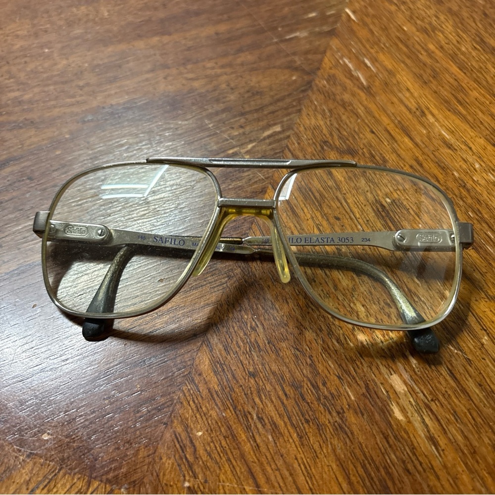 Safilo Vintage Made in Italy Gold Metal Frame Glasses Unisex